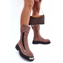 PS1 Bottes isolées en daim sur talon plat, Palimra beige foncé 4