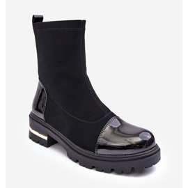 PS1 Bottes plates classiques en cuir noir Shendete le noir 2