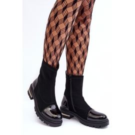 PS1 Bottes plates classiques en cuir noir Shendete le noir 6