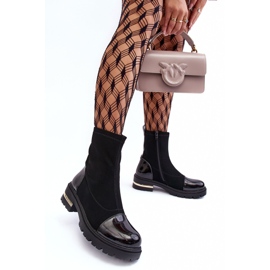 PS1 Bottes plates classiques en cuir noir Shendete le noir 8