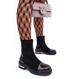 PS1 Bottes plates classiques en cuir noir Shendete le noir 9