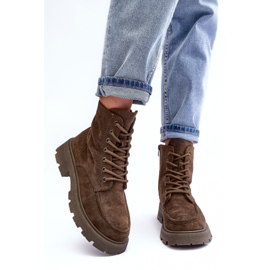 PS1 Bottines Trappeur Isolées En Daim Sur Talon Plat, Vert Foncé Zikey 4