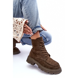 PS1 Bottines Trappeur Isolées En Daim Sur Talon Plat, Vert Foncé Zikey 8