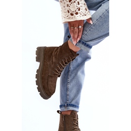 PS1 Bottines Trappeur Isolées En Daim Sur Talon Plat, Vert Foncé Zikey 6