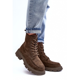 PS1 Bottines Trappeur Isolées En Daim Sur Talon Plat, Vert Foncé Zikey 3