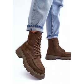 PS1 Bottines Trappeur Isolées En Daim Sur Talon Plat, Vert Foncé Zikey 5
