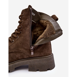 PS1 Bottines Trappeur Isolées En Daim Sur Talon Plat, Vert Foncé Zikey 2
