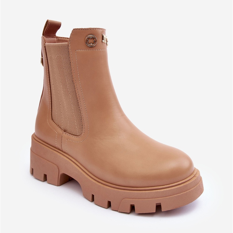 PS1 Bottines Chelsea en cuir pour femmes avec décorations Lobb beiges 1