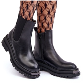 PS1 Bottines Chelsea à talons plats et plateforme, noir, Linestta le noir 9