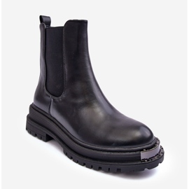 PS1 Bottines Chelsea à talons plats et plateforme, noir, Linestta le noir 1