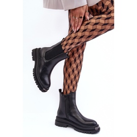 PS1 Bottines Chelsea à talons plats et plateforme, noir, Linestta le noir 4