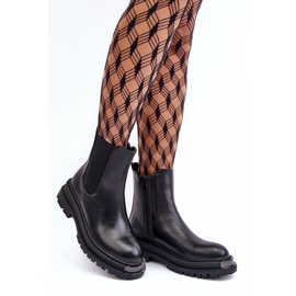 PS1 Bottines Chelsea à talons plats et plateforme, noir, Linestta le noir 2