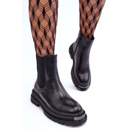 PS1 Bottines Chelsea à talons plats et plateforme, noir, Linestta le noir 5