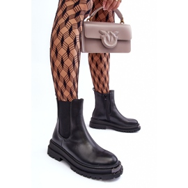 PS1 Bottines Chelsea à talons plats et plateforme, noir, Linestta le noir 7