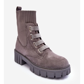 PS1 Bottines chaussettes à enfiler en daim gris Hope 1