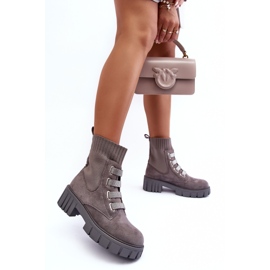 PS1 Bottines chaussettes à enfiler en daim gris Hope 7