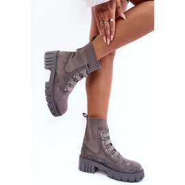 PS1 Bottines chaussettes à enfiler en daim gris Hope 4