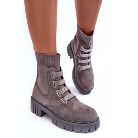 PS1 Bottines chaussettes à enfiler en daim gris Hope 5