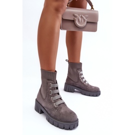 PS1 Bottines chaussettes à enfiler en daim gris Hope 6