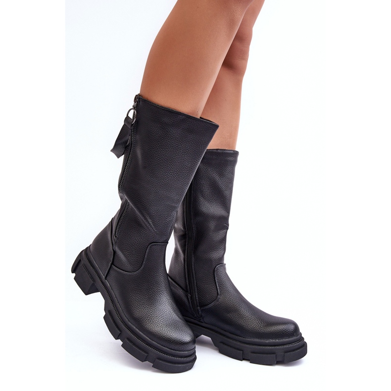 PS1 Bottines Mi-Mollet Noir Lizames le noir 1