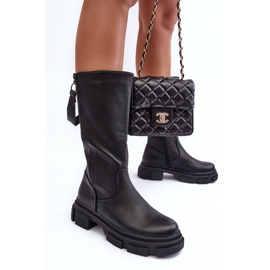 PS1 Bottines Mi-Mollet Noir Lizames le noir 5