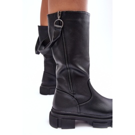 PS1 Bottines Mi-Mollet Noir Lizames le noir 4