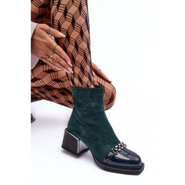 Bottines en Daim sur Bloc Massif S.Barski MR870-70 Vert 2