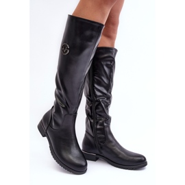 Vinceza Bottines plates en cuir pour femme, noir Albuna le noir 1