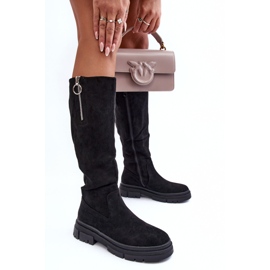 Vinceza Bottines en daim à talon plat et plateforme, Noir Nesina le noir 5