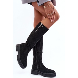Vinceza Bottines en daim à talon plat et plateforme, Noir Nesina le noir 3