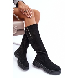 Vinceza Bottines en daim à talon plat et plateforme, Noir Nesina le noir 6