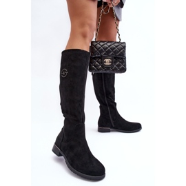 Vinceza Bottes plates en daim pour femmes, noir Albuna le noir 5