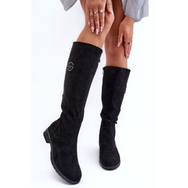 Vinceza Bottes plates en daim pour femmes, noir Albuna le noir 4