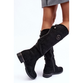Vinceza Bottes plates en daim pour femmes, noir Albuna le noir 6
