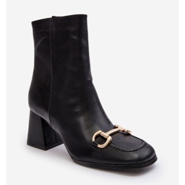 PH2 Bottines à talons hauts en cuir avec décoration, noir Pamelinta 1