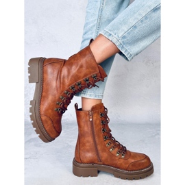 Bottines à lacets Makare Camel brun 5