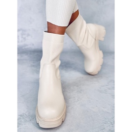 Fairs Bottines supérieures élastiques beiges 3