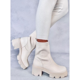 Fairs Bottines supérieures élastiques beiges 2