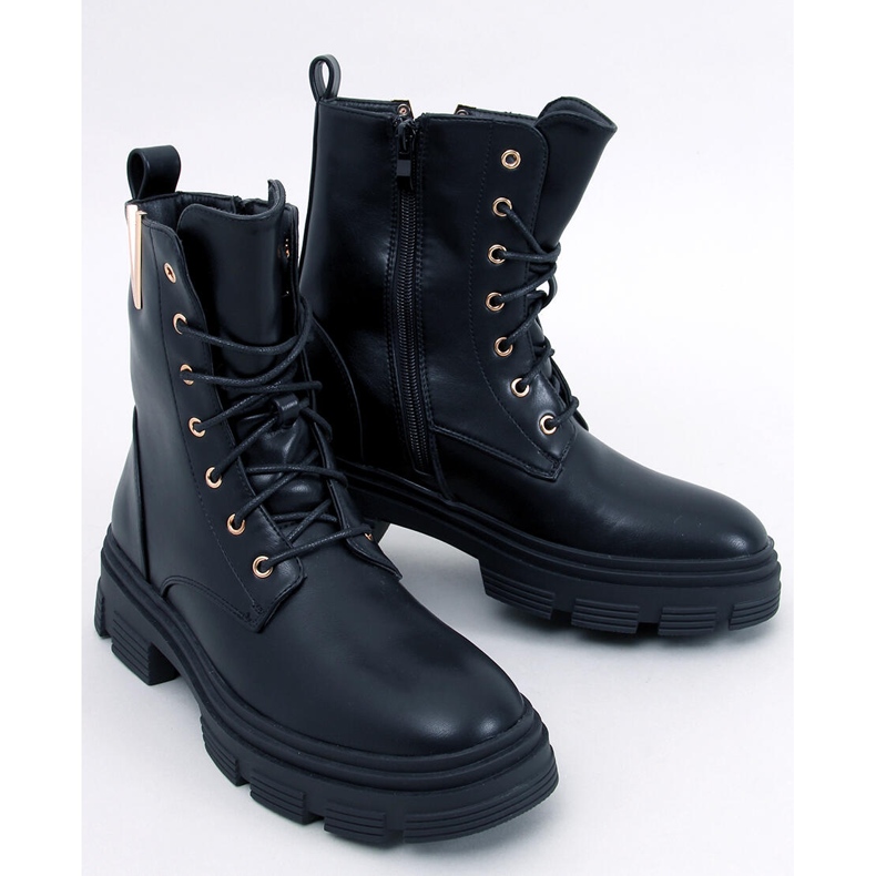 Clend Bottines à lacets militaires noires 1