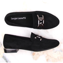 Chaussures femme en daim avec chaîne, noir Sergio Leone MK732 le noir 3