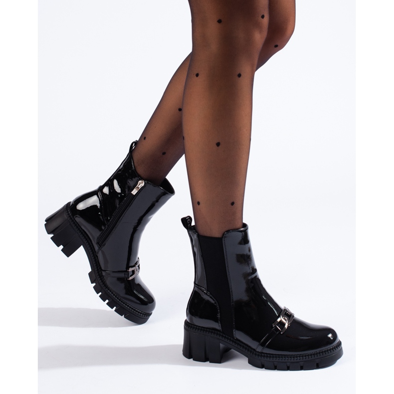 W. Potocki Bottines Jodhpur laquées femme Potocki noir 1