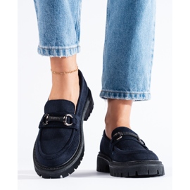 Mocassins femme en daim bleu marine Shelovet 1 Mocassins femme en daim bleu marine Shelovet 1