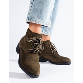 Bottines à lacets en daim vert Shelovet 1