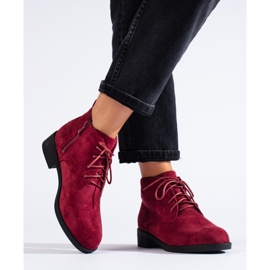 Bottines à lacets en daim bordeaux Shelovet rouge 2