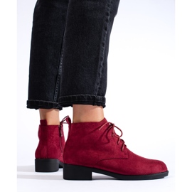 Bottines à lacets en daim bordeaux Shelovet rouge 3