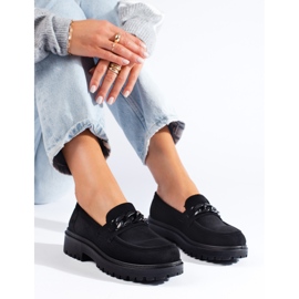 Mocassins pour femmes en daim noir de Shelovet le noir 2