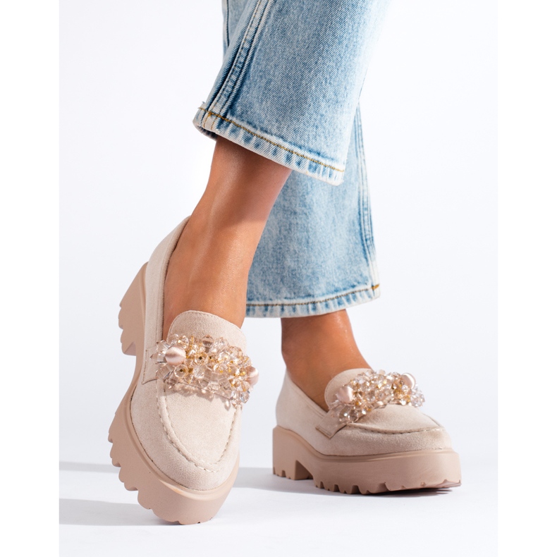Mocassins femme en daim beige par Shelovet 1