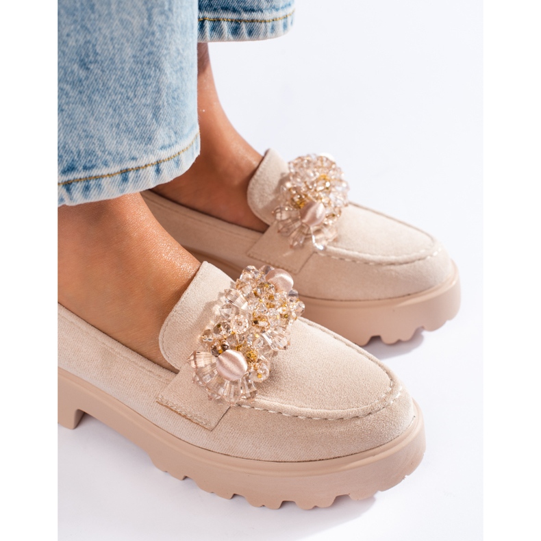 Mocassins femme en daim beige par Shelovet 2