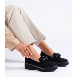 Mocassins femme Shelovet en daim noir le noir 1