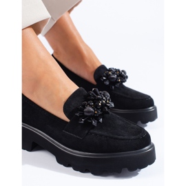 Mocassins femme Shelovet en daim noir le noir 2